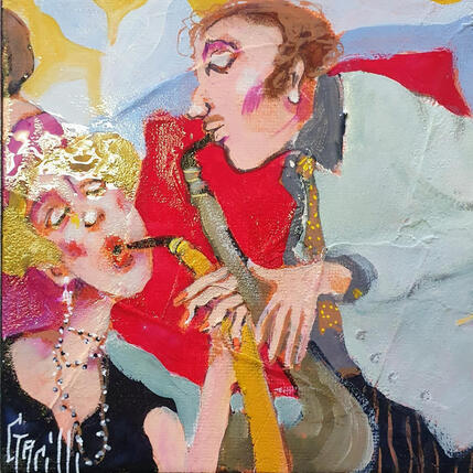 Painting  la vie à deux by Garilli Nicole | Painting Figurative Acrylic Life style