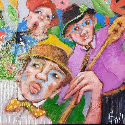 Painting  Jazz manouche by Garilli Nicole | Painting Figurative Acrylic Life style