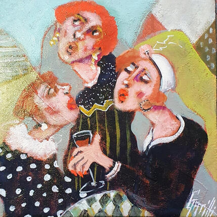 Painting  les retrouvailles des trois sœurs. by Garilli Nicole | Painting Figurative Acrylic Life style