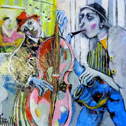 Painting  Duo jazzy by Garilli Nicole | Painting Figurative Acrylic Life style, Pop icons