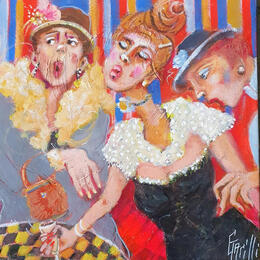 Peinture Un apéro très frenchy. par Garilli Nicole | Tableau Figuratif Acrylique Scènes de vie