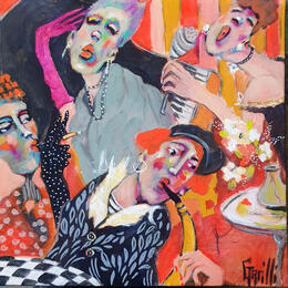 Painting Women music night by Garilli Nicole | Painting Figurative Acrylic Life style