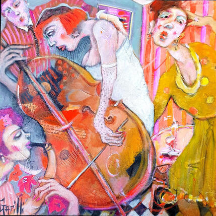 Painting Jazz endiablé. by Garilli Nicole | Painting Figurative Acrylic Life style