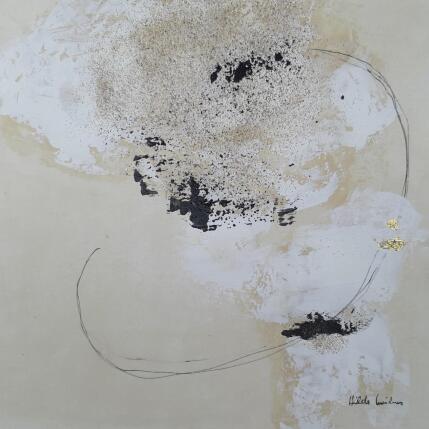 Peinture abstract beige B 155 par Wilms Hilde | Tableau Abstrait Acrylique, Feuille d'or