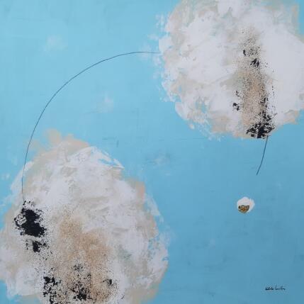 Peinture abstract turquoise D 119 par Wilms Hilde | Tableau Abstrait Acrylique, Feuille d'or