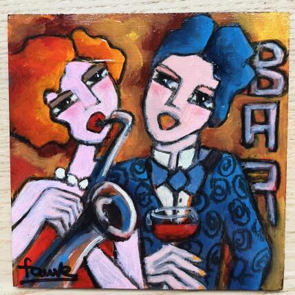 Painting Gentleman et musicienne  by Fauve | Painting