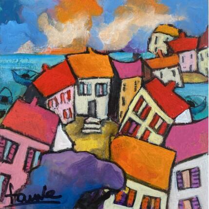 Gemälde Village paisible  von Fauve | Gemälde Figurativ Acryl Marine