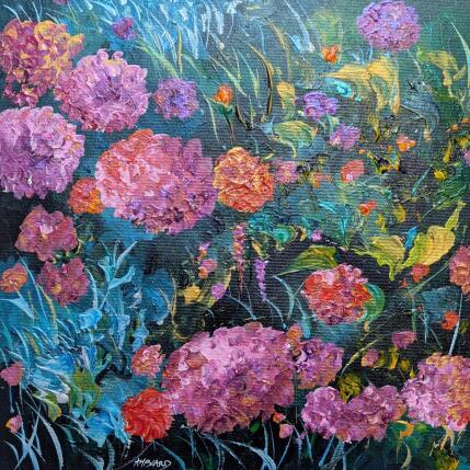 Painting Hortensias et fleurs sauvages by Amblard Florence | Painting