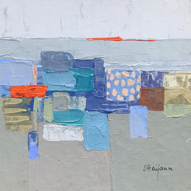 Painting Heureux au bord de la mer 2 by Ottenjann Andrea | Painting Abstract Landscapes Acrylic