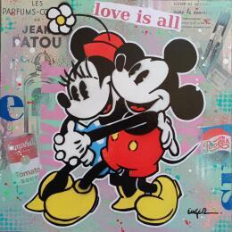 Painting LOVE IS ALL by Euger Philippe | Painting Pop-art Acrylic, Gluing Pop icons