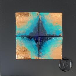 Painting Ruby by Bauquel Véronique | Painting Abstract Gluing Minimalist