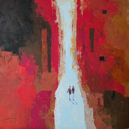 Peinture La ville rouge par Tomàs | Tableau