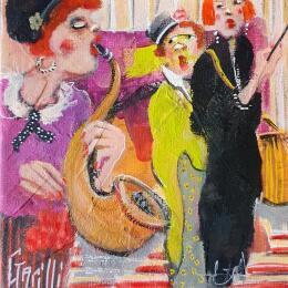 Painting La saxophoniste  by Garilli Nicole | Painting Figurative Acrylic Life style