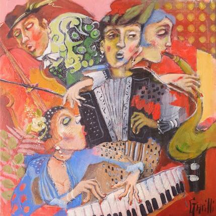 Pintura And the jazz band play por Garilli Nicole | Pintura Figurativo Acrílico Life style
