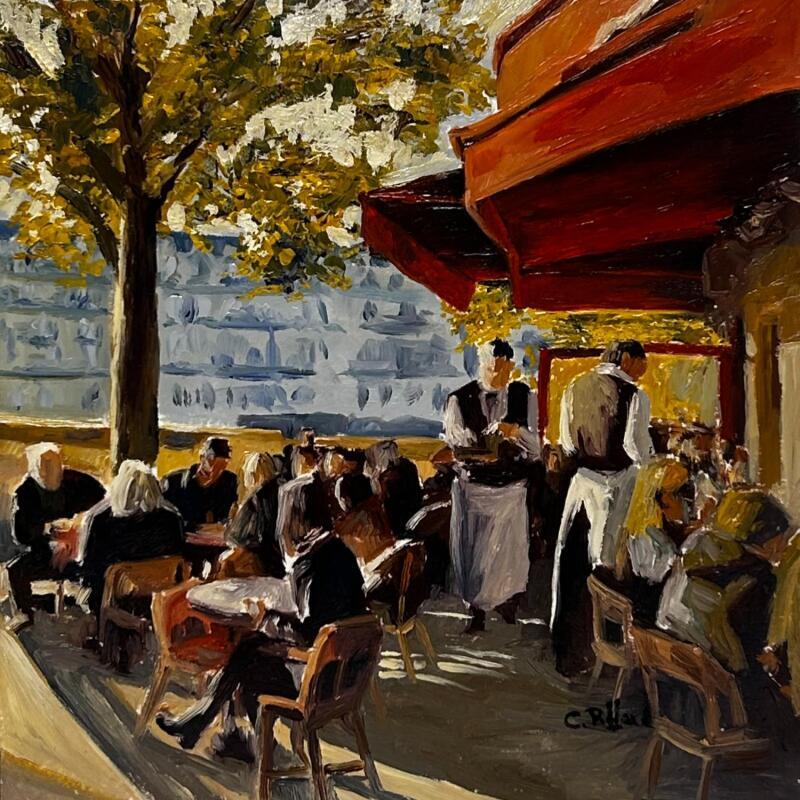 Painting Brasserie parisienne by Piffard Cédric | Painting Oil