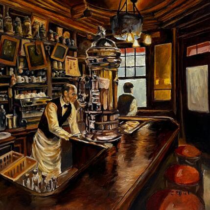 Painting Café parisien by Piffard Cédric | Painting