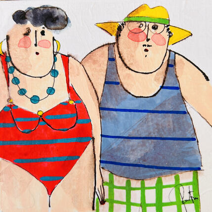 Painting Paule Antoine by Colombo Cécile | Painting Naive art Acrylic, Gluing, Ink, Pastel, Watercolor Portrait