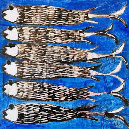 Peinture Sardines, Marine par Colombo Cécile | Tableau