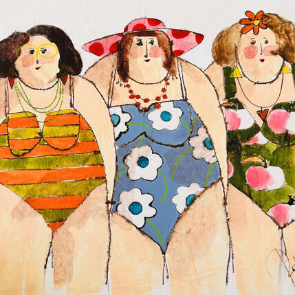 Painting Anaïs, Josette, marianne by Colombo Cécile | Painting Naive art Acrylic, Gluing, Ink, Pastel, Watercolor Portrait