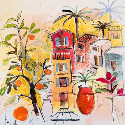 Painting Mélodie sur le village by Colombo Cécile | Painting