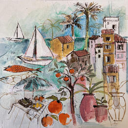 Painting Les orangers au bord de mer by Colombo Cécile | Painting