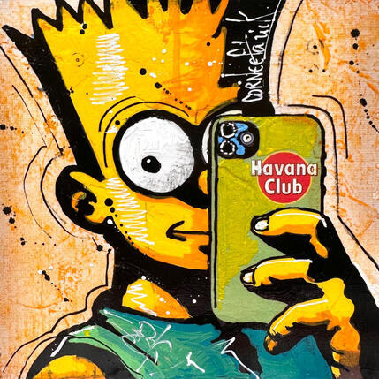 Painting Bart selfie by Cornée Patrick | Painting Pop-art Graffiti, Oil Child, Cinema, Pop icons