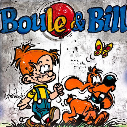 Painting Boule et Bill by Cornée Patrick | Painting Pop-art Graffiti, Oil Child, Cinema, Pop icons