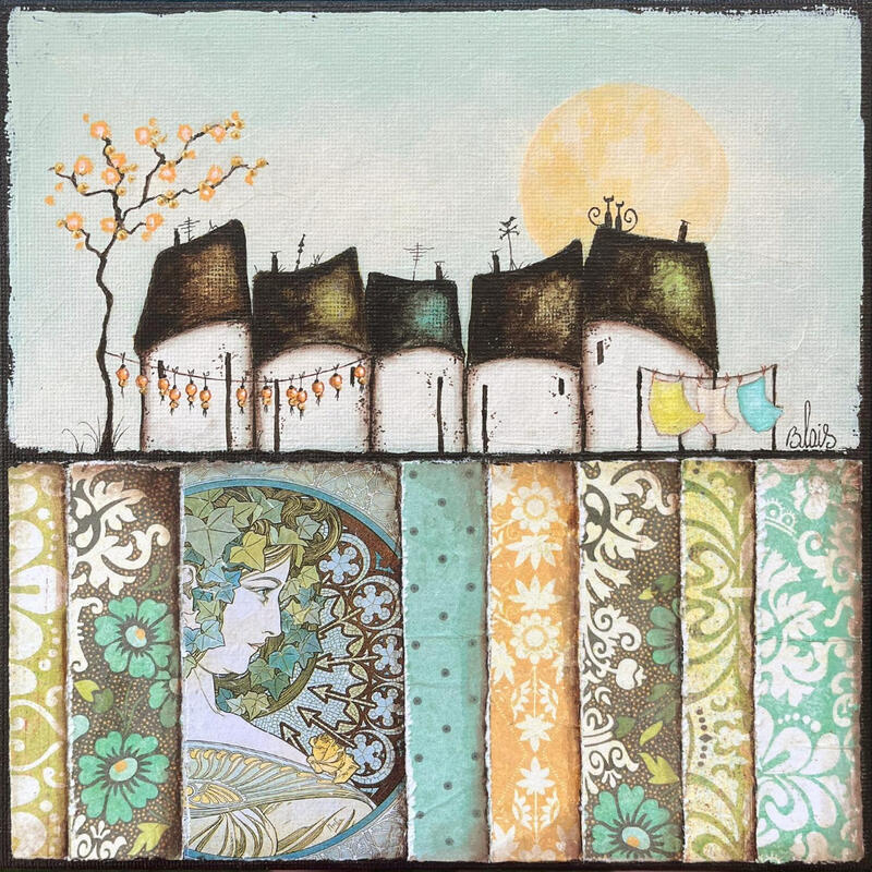 Painting Sérénité 25 by Blais Delphine | Painting Naive art Acrylic Gluing