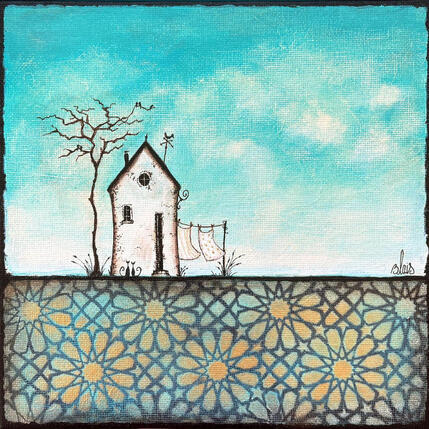 Painting Sérénité 24 by Blais Delphine | Painting Naive art Acrylic, Gluing Pop icons