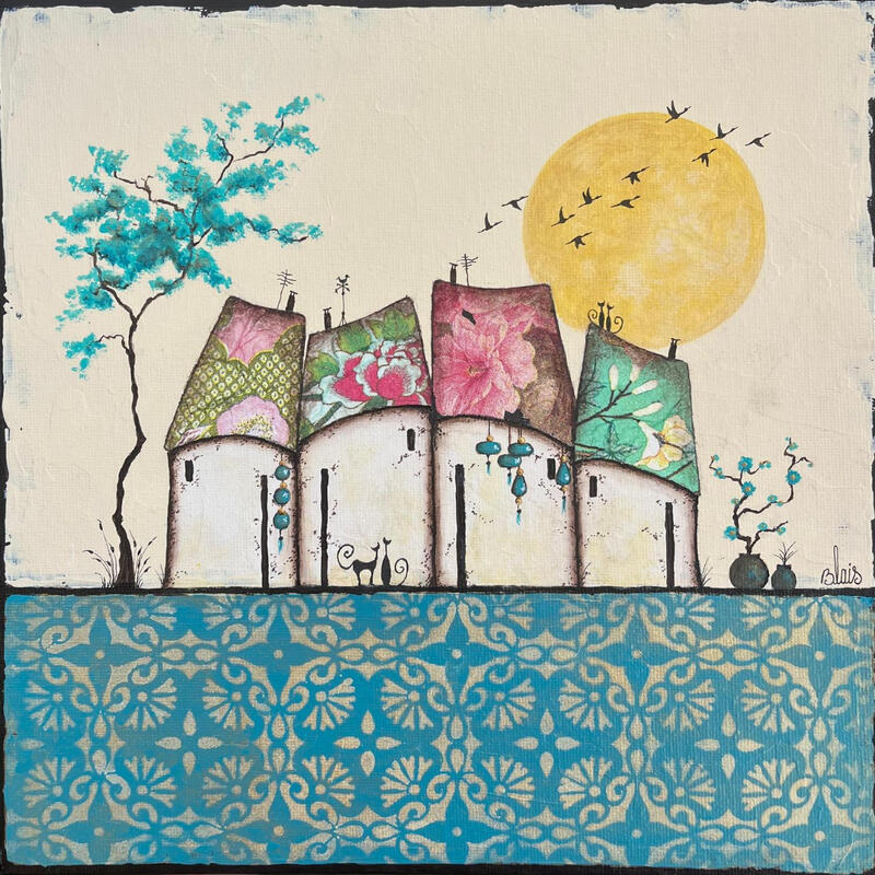 Painting Sérénité 22 by Blais Delphine | Painting Naive art Landscapes Acrylic Gluing