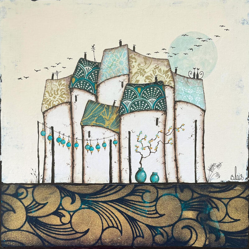 Painting Sérénité 21 by Blais Delphine | Painting Figurative Acrylic Gluing