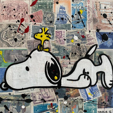 Peinture F2 Snoopy timbré par Marie G. | Tableau