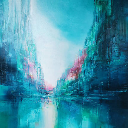 Painting Bleu émeraude by Levesque Emmanuelle | Painting Oil