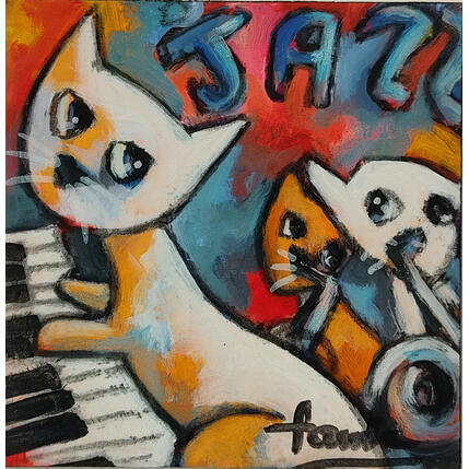 Painting Les chatons  by Fauve | Painting Figurative Acrylic, Oil Life style