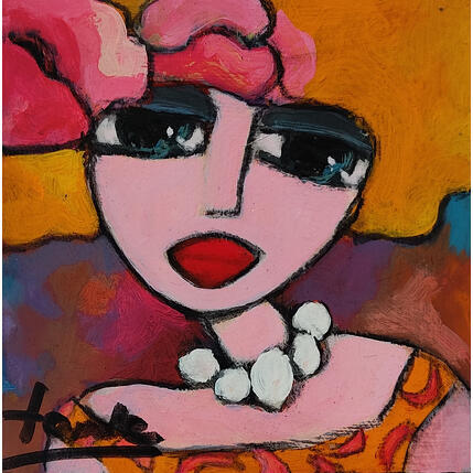 Painting Portrait rose by Fauve | Painting Figurative Acrylic, Oil Life style