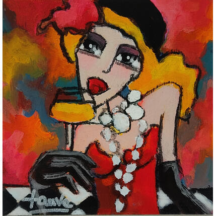 Painting La robe rouge by Fauve | Painting Figurative Acrylic, Oil Life style