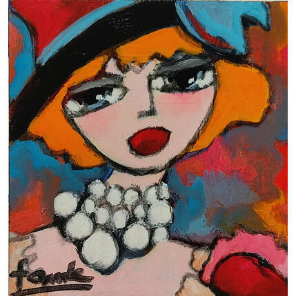 Painting Le collier by Fauve | Painting Figurative Acrylic, Oil Life style