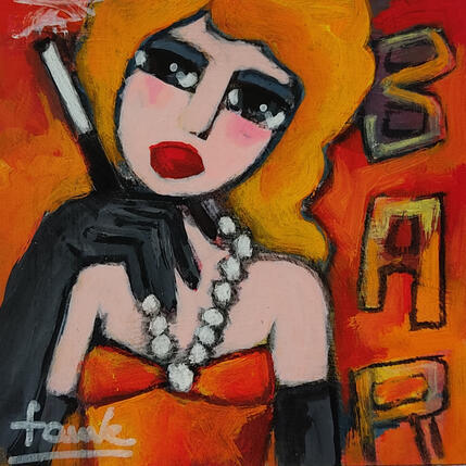 Painting Fume cigarette by Fauve | Painting Figurative Acrylic, Oil Life style