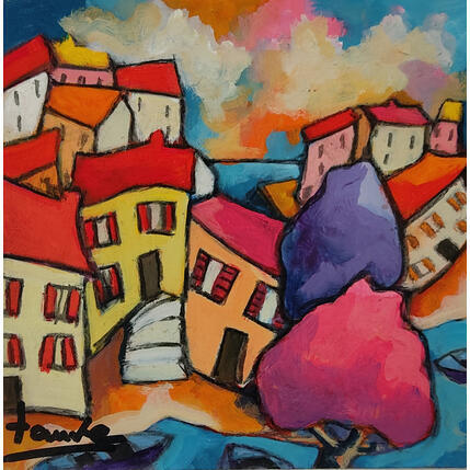 Peinture Maisons par Fauve | Tableau Figuratif Acrylique, Huile Scènes de vie