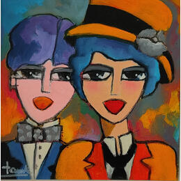 Peinture Toi et moi (2) par Fauve | Tableau Figuratif Acrylique, Huile Scènes de vie