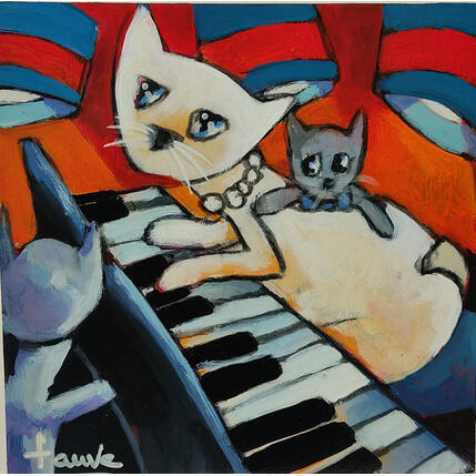 Painting La musique dans la peau by Fauve | Painting Figurative Acrylic, Oil Life style, Pop icons