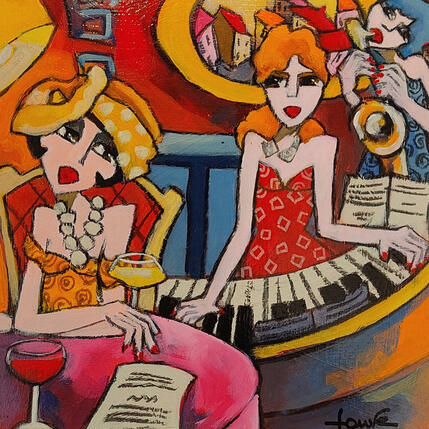 Peinture Tchin avec moi par Fauve | Tableau Figuratif Acrylique, Huile Scènes de vie