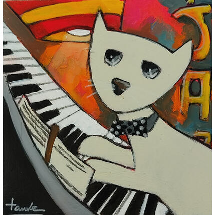Painting Blanco au piano by Fauve | Painting Figurative Acrylic, Oil Life style