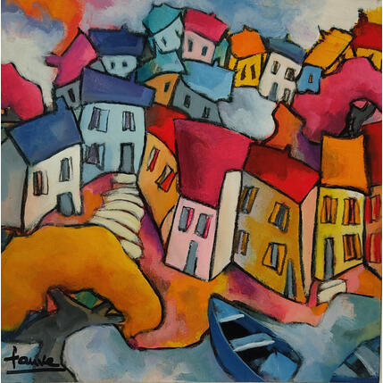 Pintura Danse des maisons por Fauve | Pintura