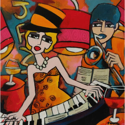 Painting Fête by Fauve | Painting Figurative Acrylic, Oil Life style