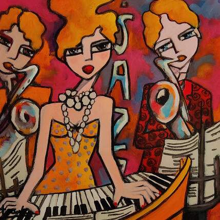 Painting Musique dans la peau by Fauve | Painting Figurative Acrylic, Oil Life style