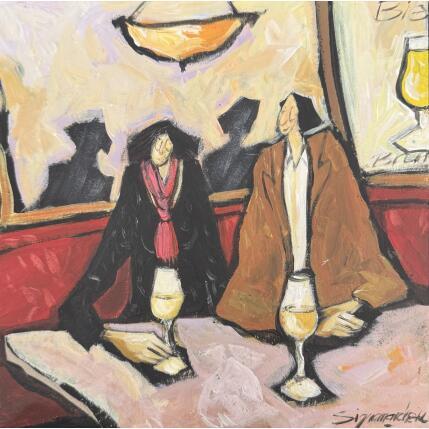 Painting Au fond de la brasserie by Signamarcheix Bernard | Painting Naive art Acrylic, Ink, Pastel