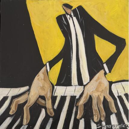 Painting Jeu de touches en noires et blancs by Signamarcheix Bernard | Painting Naive art Acrylic, Ink, Pastel