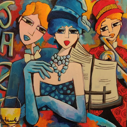 Painting Trio magique by Fauve | Painting Figurative Acrylic, Oil Life style