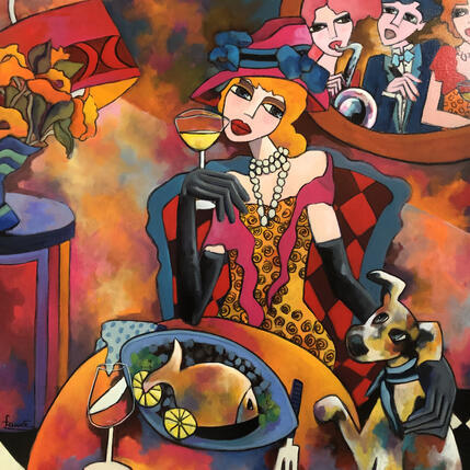 Peinture Mon chien Rocky par Fauve | Tableau Figuratif Acrylique, Huile Scènes de vie